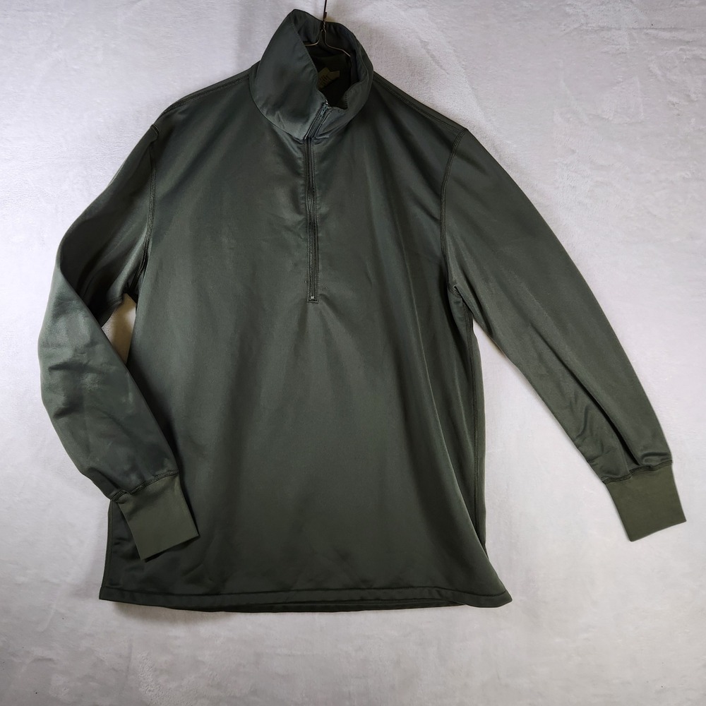 Mens Military Issue Heat Moisture‎ Resistant Shirt Sleeping 1/4 Zip Olive L